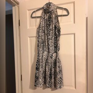 Vestique Black and Gray Snake Print Mini Dress